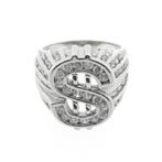 Zilveren heren ring | Dollar teken (zilveren ring), Gebruikt, Overige kleuren, 20 of groter, Heer