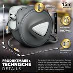 TRESKO® Automatische Luchtslang - 15M - Slanghaspel - Grijs, Verzenden, Nieuw