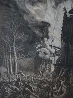 Gravure brand Oude Schans Amsterdam, 1658, neerstorten gevel, Verzenden