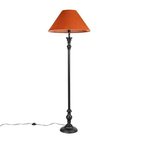Vloerlamp zwart met velours kap oranje 55 cm - Classico, Huis en Inrichting, Lampen | Vloerlampen, Nieuw, Overige materialen, 150 tot 200 cm