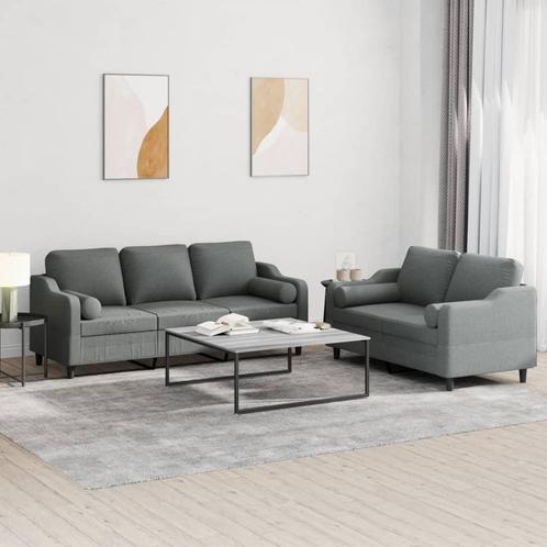 vidaXL 2-delige Loungeset met kussens stof donkergrijs, Huis en Inrichting, Banken | Bankstellen, Nieuw, 150 tot 200 cm, Stof