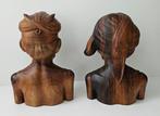 sculptuur, Balinese Bustes - 30 cm - Hout