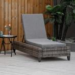 TRUUSK Outsunny Polyrattan Gartenliege mit Kissen 5-stufig v, Verzenden, Nieuw