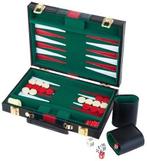 Backgammon Koffer Groen (38 cm) | HOT Games -, Hobby en Vrije tijd, Gezelschapsspellen | Bordspellen, Verzenden, Nieuw
