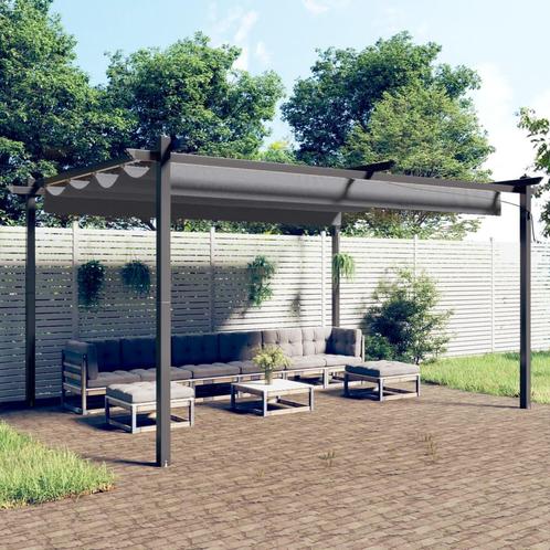 vidaXL Tuinprieel met uittrekbaar dak 4x3 m antracietkleurig, Tuin en Terras, Partytenten, Nieuw, Verzenden
