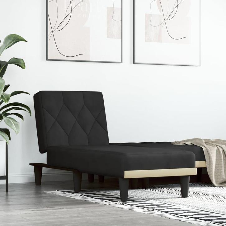 vidaXL Chaise longue fluweel zwart, Huis en Inrichting, Banken | Sofa's en Chaises Longues, Nieuw, Verzenden