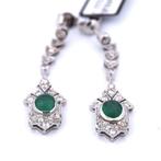 Oorbellen - 18 karaat Witgoud - 2.60ct. tw. Smaragd -, Nieuw