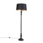 Vloerlamp met katoenen kap zwart met goud 45 cm - Classico, Huis en Inrichting, Lampen | Vloerlampen, Nieuw, Overige materialen