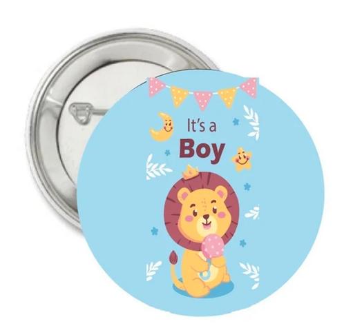 Button of (kleding)magneet Its a Boy Baby Lion voor 0,95, Hobby en Vrije tijd, Feestartikelen, Geboorte of Huwelijk, Versiering