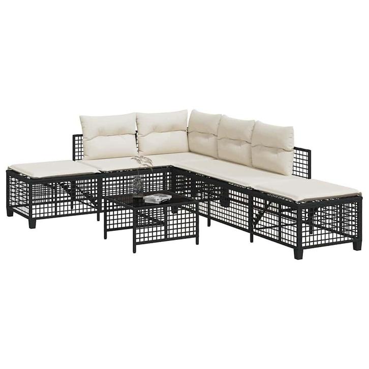 Zwarte Rattan Loungeset | OP=OP | Premium Tuinset -40%, Tuin en Terras, Tuinsets en Loungesets, Nieuw, Kunststof, Loungeset, 6 zitplaatsen