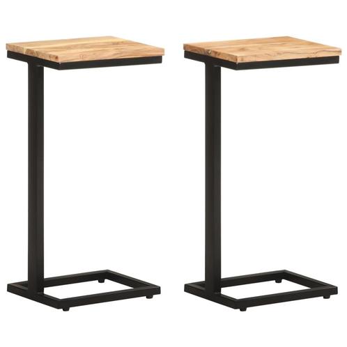 vidaXL Bijzettafels 2 st 31,5x24,5x64,5 cm massief, Huis en Inrichting, Tafels | Bijzettafels, Nieuw, Verzenden