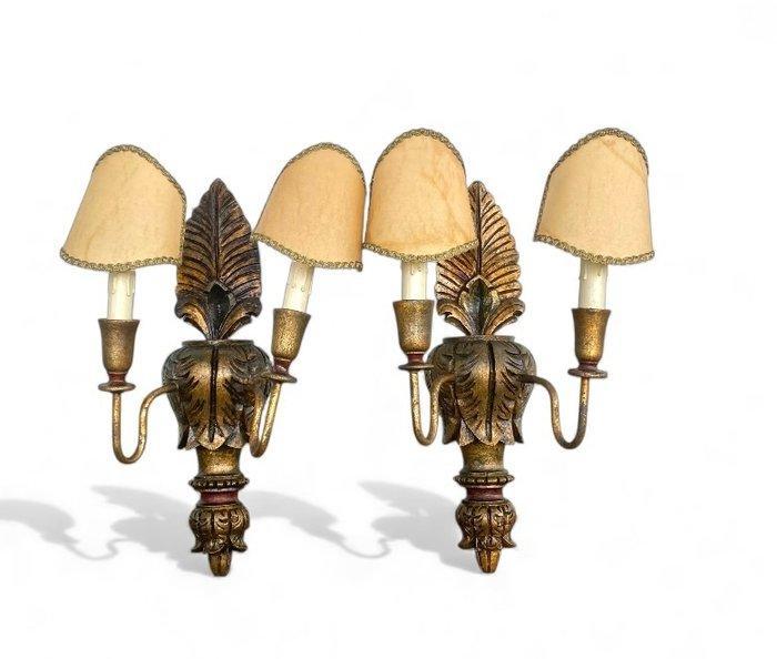 Wandkandelaar (2) - Hout, Goud, Antiek en Kunst, Antiek | Overige Antiek