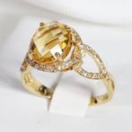 Ring - 14 karaat Geel goud -  2.06ct. tw. Quartz - Diamant