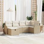 vidaXL 6-delige louncheset met kussens in beige poly rattan, Verzenden, Nieuw, Rotan