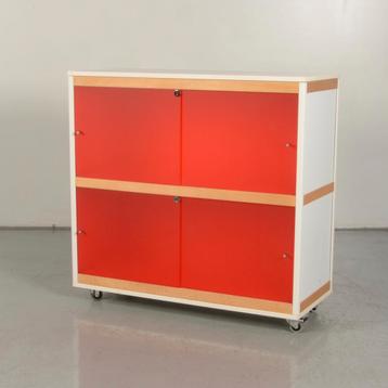 Verrijdbaar schuifdeurkast Officenow - Wit - Rood - 96 x 100 beschikbaar voor biedingen