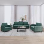 vidaXL 3-delige Loungeset fluweel donkergroen, Huis en Inrichting, Banken | Bankstellen, Verzenden, Nieuw, Vierpersoons of meer