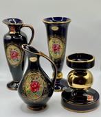 Vaas (4) - Porselein, goudverguld - Kobaltblauwe, Antiek en Kunst