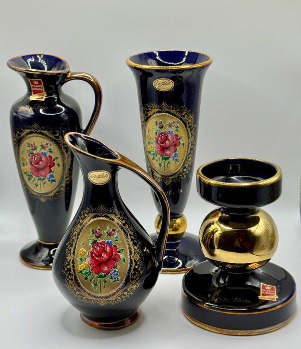 Vaas (4) - Porselein, goudverguld - Kobaltblauwe, Antiek en Kunst, Antiek | Glas en Kristal