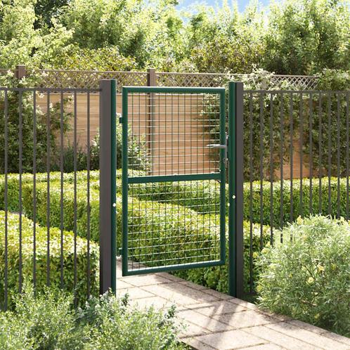 vidaXL Poort 100x125 cm staal groen, Tuin en Terras, Tuinpoorten, Nieuw, Verzenden