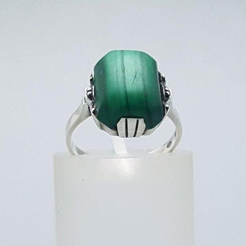 Zilver, Art Deco, Malachiet - Ring, Antiek en Kunst, Kunst | Designobjecten