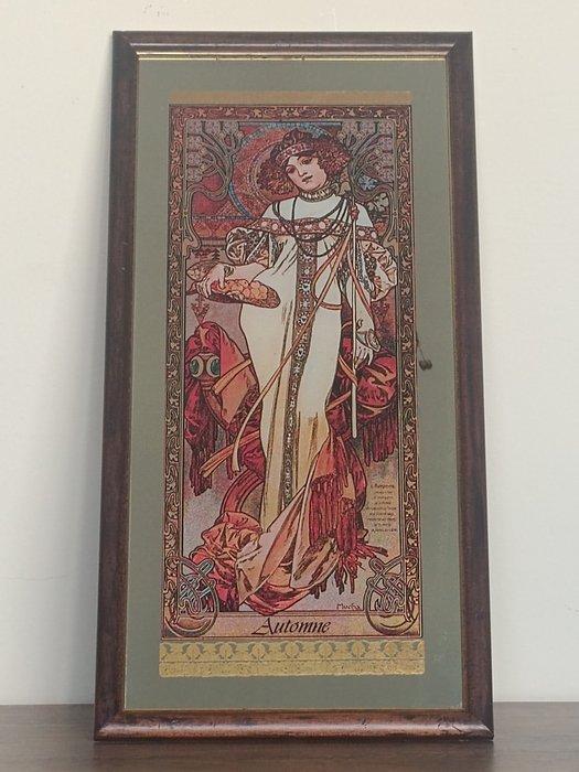 Alphonse Mucha (After) - Wandspiegel (4)- De 4 seizoenen -, Antiek en Kunst, Curiosa en Brocante