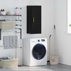vidaXL Wandkast Zwart Eiken 34,5 x 34 x 90 cm Bewerkt hout, Huis en Inrichting, Kasten | Buffetkasten, Minder dan 50 cm, Verzenden