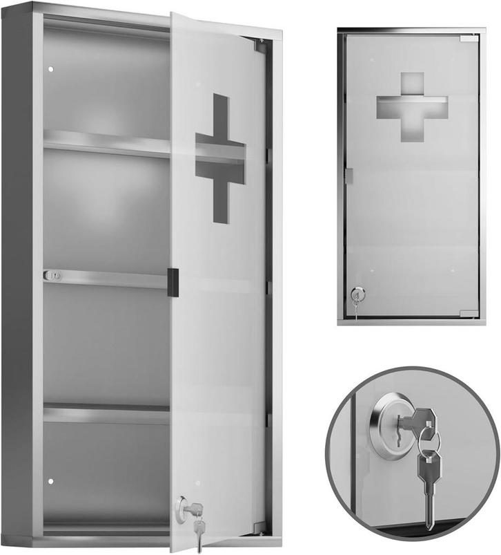 Hangkast badkamer - Medicijnkastje - Wandkast - Zilver - Jag, Huis en Inrichting, Woonaccessoires | Overige, Zo goed als nieuw