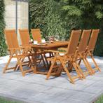 vidaXL 7-delige Tuinset massief acaciahout, 6 zitplaatsen, Nieuw, Tuinset, Verzenden