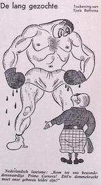 Fascisten bewonderen boxer Primo Carnera op spotprent, Verzenden