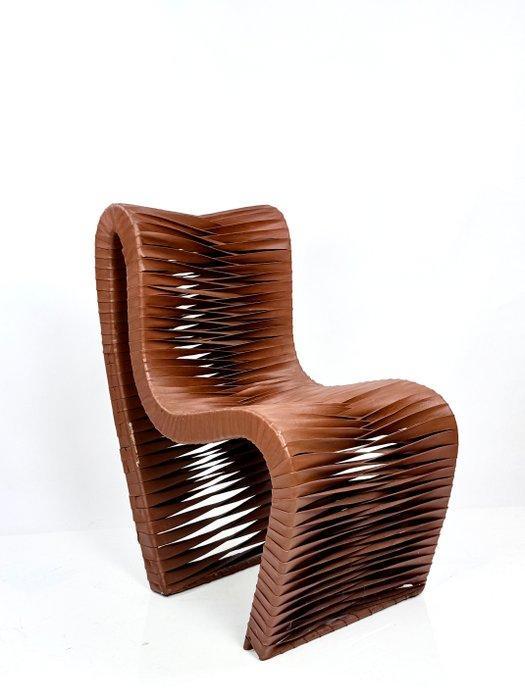 Stoel - Leder, Staal - Designstoel in leer, Antiek en Kunst, Kunst | Designobjecten