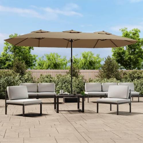 vidaXL Parasol dubbel 449x245 cm taupe, Tuin en Terras, Parasols, Nieuw, Meer dan 4 meter, Verzenden