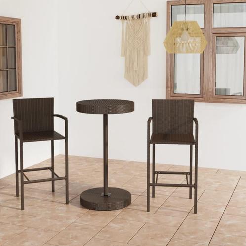 vidaXL 3-delige Tuinbarset poly rattan bruin, Tuin en Terras, Tuinsets en Loungesets, Nieuw, 2 zitplaatsen, Rotan, Verzenden