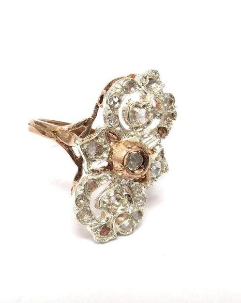 Zonder Minimumprijs - Ring - 9 kt. Roségoud, Zilver Diamant, Sieraden, Tassen en Uiterlijk, Ringen