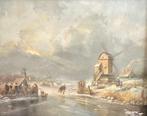 J.B. Klombeck(XIX-XX) - Winterlandschap met schaatsende, Antiek en Kunst