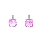 Witgouden klapcreolen met roze saffier en diamant 18 karaat, Sieraden, Tassen en Uiterlijk, Oorbellen, Verzenden, Zo goed als nieuw