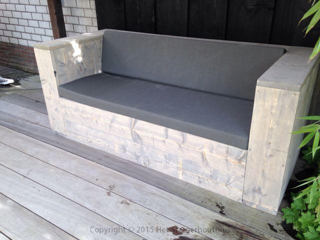 Bank Robuust Rustiek - 140 x 86 x 83 cm (inclusief kussens), Tuin en Terras, Tuinsets en Loungesets, Nieuw, Ophalen of Verzenden