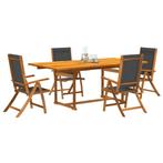 vidaXL 5-delige Tuinset massief acaciahout en textileen, Tuin en Terras, 4 zitplaatsen, Nieuw, Tuinset, Verzenden