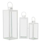 LANTAARN WIT SET 3 STUKS CM 22X22X66-18X18X49,5-14X14X39, Ophalen of Verzenden, Nieuw