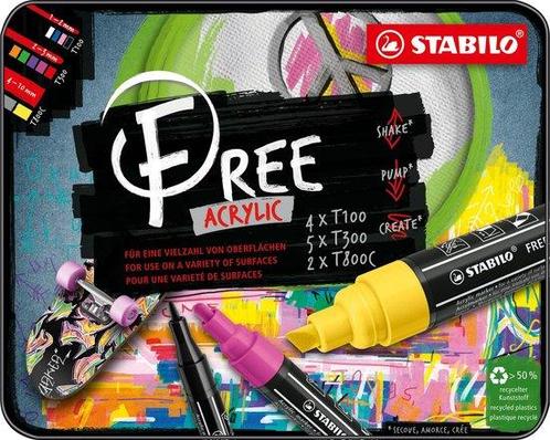 STABILO FREE - Acryl Marker - Start Set - 11 Acryl Markers -, Hobby en Vrije tijd, Overige Hobby en Vrije tijd, Zo goed als nieuw