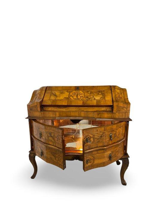 Drankkast - Hout, Walnoot, Messing, Glas, Wortelnotenhout, Antiek en Kunst, Antiek | Overige Antiek