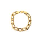 Gouden platte Prince of Wales armband | 17,5 cm (schakel), Ophalen of Verzenden, Gebruikt, Overige kleuren, Goud