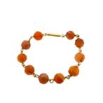 Gouden armband met carneool | 20 cm (vintage, granaat), Sieraden, Tassen en Uiterlijk, Armbanden, Gebruikt, Overige kleuren, Ophalen of Verzenden