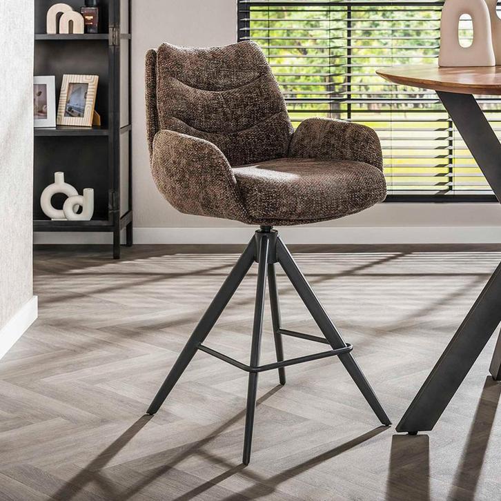 *WOONWINKEL* Draaibare Barstoel Met Armleuningen Taupe, Huis en Inrichting, Barkrukken, Nieuw, Verzenden