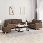 vidaXL 3-delige Loungeset met kussens stof bruin, Huis en Inrichting, Banken | Bankstellen, Verzenden, 150 tot 200 cm, Nieuw, Stof