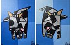Jacqueline Schäfer - Cow Blue (lot van 2 zeefdrukken)