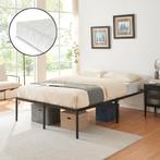 Metalen bedframe Vårdö 140x200 cm met bedbodem en matras zwa, Verzenden, Nieuw