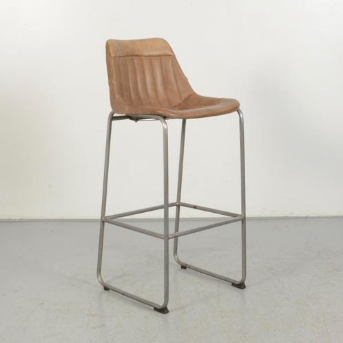 Barkruk Rustic & Bear - Bruin leder, Huis en Inrichting, Bureaustoelen, Ophalen of Verzenden