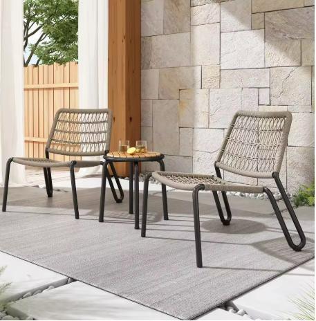 Handgevlochten Balkonset – Houten Tafelblad en Weerbestendig, Tuin en Terras, Tuinstoelen, Nieuw, Verzenden