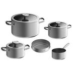 4 Delige BergHOFF Leo Graphite Pannenset - Gerecycled RVS +, Huis en Inrichting, Keuken | Potten en Pannen, Verzenden, Nieuw