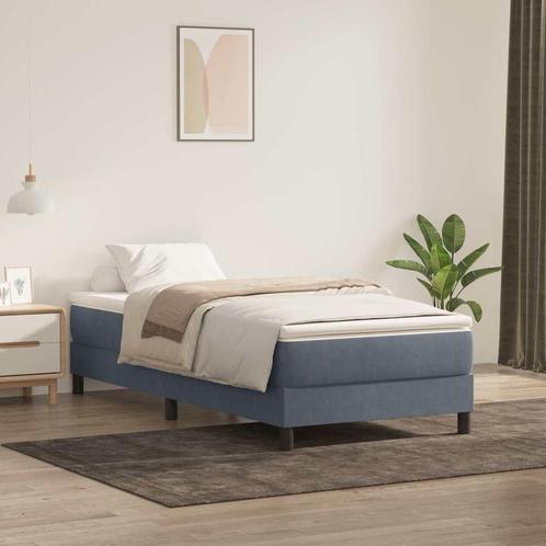 vidaXL Boxspring met matras fluweel donkergrijs 80x220 cm, Huis en Inrichting, Slaapkamer | Bedden, Grijs, Nieuw, Stof, Verzenden